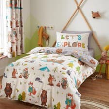 Image of Woodland Adventure Kid's Bedding Range Duvet Cover Forest Animal Explore Nature