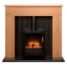 Image of Adam Innsbruck Stove Fireplace in Oak with Black Keston Electric Stove, 45 Inch