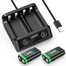 Image of 2X Rechargeable Battery Pack+Charger/ Charging Cable For Xbox One Controller