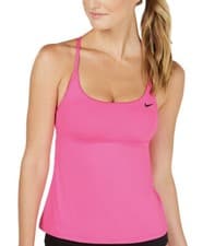 Image of NIKE Women's Cross Back Tankini Top sz XS X-Small Laser Pink Black Swimwear