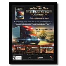 Image of 2016 American Truck Simulator Framed Print Ad/Poster PC Video Game Man Cave Art