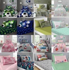 Image of Reversible Single Duvet Cover or Fitted Sheet with Pillowcase Boys Girls Bed Set