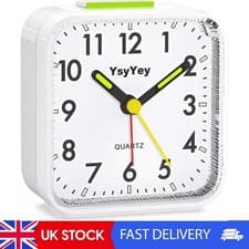 Image of Silent Analog Alarm Clock, Vintage Clock With Ascending Beep, Snooze & Night