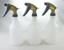 Image of 3 x Trigger Spray Bottles 750ml, Gold Tolco, acid and chemical resistant heads