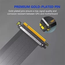 Image of 90 Degree PCIE 4.0 Extension Cable 16x Shielded High Speed GPU Riser Cable