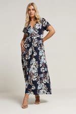 Image of Yours Curve Women's Plus Size Floral Wrap Maxi Dress