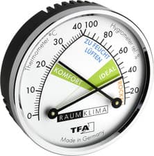 Image of TFA Dostmann Thermo Analogue Thermometer Hygrometer with Metal Ring, Humidity Me