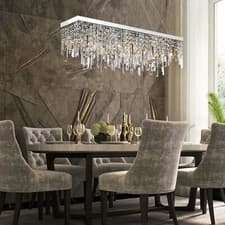 Image of Ceiling Chandelier Raindrop K9 Crystal Rectangle 80cm Pendant Light Fitting