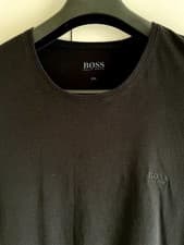 Image of HUGO BOSS Fine Cotton Men’s New Embroidered Designer Tee XXL Black Athletic Fit
