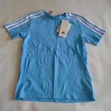 Image of Adidas T Shirt Sky Blue Kids Age 7 to 8 NEW BNWT Cotton Free UK P+P