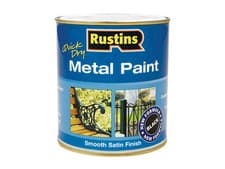 Image of Black Metal Paint Rustins Quick Dry 1 Litre Smooth Satin Finish No Primer Reqd