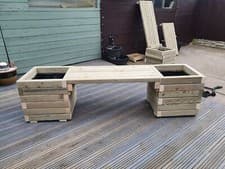 Image of Premium Garden Wooden Bench With Planters