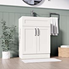 Image of BELOFAY Crawley White 600mm Floor Standing Bathroom Vanity Unit With Basin