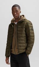 Image of BOSS Mens Repellent Logo Badge Padded Jacket Open Green368 - M