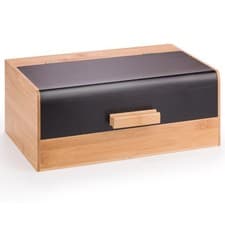 Image of Large WBamboo Bread Bin for Kitchen Countertop, Bread Box For Bread, Bagels Roll