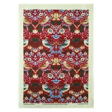 Image of William Morris Strawberry Thief Red Cotton Tea Towel