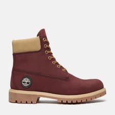 Image of Men's Timberland® Premium 6-Inch Waterproof BOOTS BURGUNDY NUBUCK MAROON CLASSIC