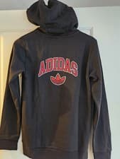 Image of Adidas Oh Hoodie Embroidered Logo Age 13/15 Black Red BNWT Unisex Boys Girls Top