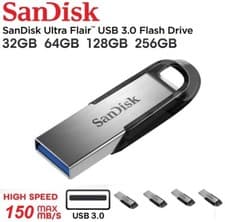 Image of SanDisk Ultra Flair USB 32GB 64GB 128GB 256GB 3.0 Flash Drive Memory Stick Pen