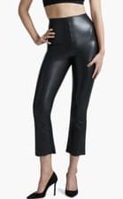 Image of NEW Commando Perfect Control Faux Leather Crop Flare Leggings SLG33 - Black - M