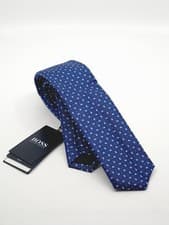 Image of Hugo Boss Travel Blue Paisley Vidal 100% Silk Water Repellant 6cm Tie