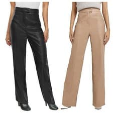 Image of River Island Womens Faux Leather Look Trouser Straight Leg Party Stylish Casual