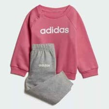 Image of Adidas Infant Girls Linear Fleece Jogger Tracksuit Children Kids Full Set DV1287