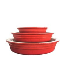 Image of Le Creuset Set of 3 Oval Dishes Heritage Red