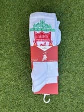 Image of Liverpool FC Crest 3x Pack Sports Socks White Red 8 to 11 UK Official Brand New