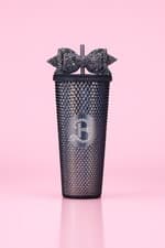 Image of BARBIE Stainless Steel Tumbler Cup With Rhinestone Lid And Reusable Straw.