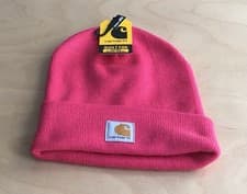 Image of New Carhartt Cuffed Beanie Hat Pink Youth Girls One Size Knitted Warm Winter