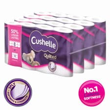 Image of Cushelle Quilted 3-Ply Longer Lasting Rolls Toilet Tissue Rolls, 32 Toilet Rolls