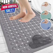 Image of Anti Mold Rubber Shower Mat Non Slip Bathtub Strong Suction Extra Large Bath Mat