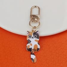 Image of CAT KEYRING KEYCHAIN - METAL KITTEN KITTY FELINE ANIMAL
