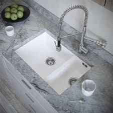 Image of Liquida CM670MW 1.5 Bowl Matt White Kitchen Sink Inset or Undermount