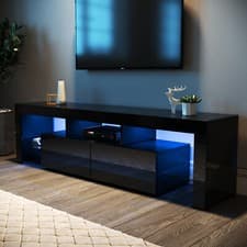 Image of TV Stand 160cm High Gloss TV Unit Cabinet Sideboard With LED Light & Drawers