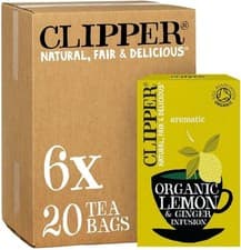 Image of Clipper Organic Lemon & Ginger Tea Bags | 120 Teabag Sachets (6x Boxes of 20) |