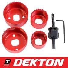 Image of Dekton 6 Piece Holesaw Kit Allen Key & Arbor Carbon Steel 32mm 38mm 51mm 54mm