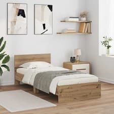 Image of WALPLUS Artisan Oak Bed Frame 90x190cm Engineered Wood Sturdy Classic Single Bed