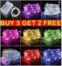 Image of Battery Fairy Lights Operated LED 2M 3M 5M 10M Xmas String Lights Party Wedding