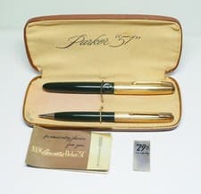 Image of NEW OLD STOCK Parker 51 Fountain Pen & Pencil set in Forest Green with box
