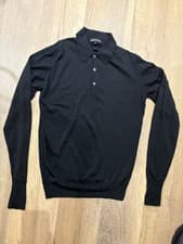 Image of John Smedley Dorset black long sleeve polo