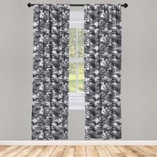 Image of Camouflage Curtains 2 Panel Set Grey Color Shades