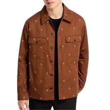 Image of Hugo Boss HUGO Enalu Floral Embroidered Motif Utility Overshirt Brown - Men's L
