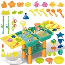 Image of Summer Sand Pit Water Table for Children Activity Set Water Whee Creative Moulds