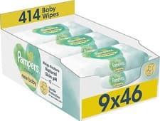 Image of Pampers Harmonie New Baby Wipes Plastic Free 9 Packs of 46 Wipes, 414 Baby Wet W