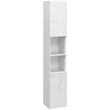 Image of kleankin High Gloss Bathroom Storage Cabinet with Adjustable Shelves White