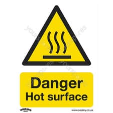 Image of Sealey Worksafe® Danger Hot Surface Safety Sign - Self-Adhesive Vinyl