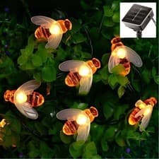 Image of Multi LED Solar Powered Bee Shaped String Light Waterproof Garden Lights Outdoor