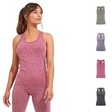 Image of Womens Fitted Racer Back Vest Ladies Seamless Stretchy Sports Yoga Gym Tank Top